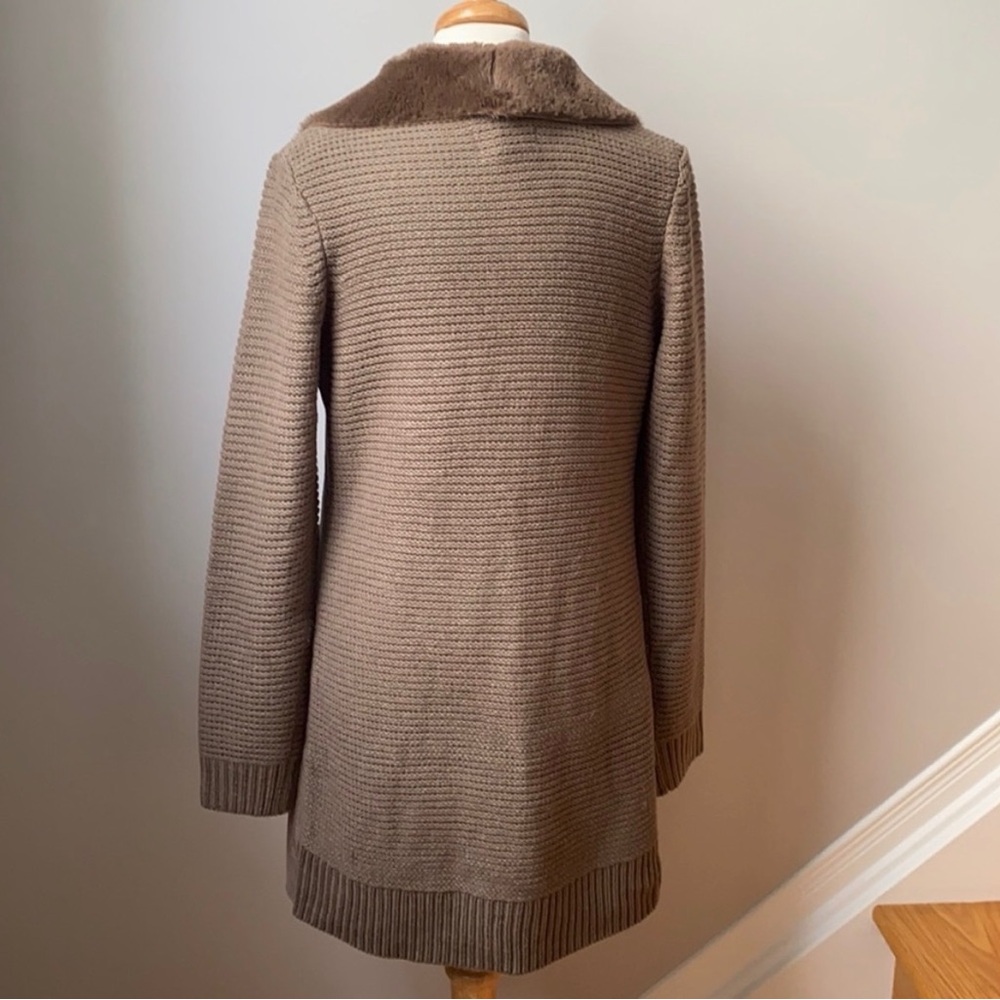 Anthropologie Faux Fur Piper Sweater Coat - Taupe - Picture 7 of 10